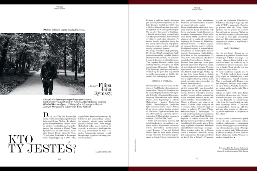 You are currently viewing „Vogue”: Portret Filipa Jana Rymszy, reżysera „Komara”